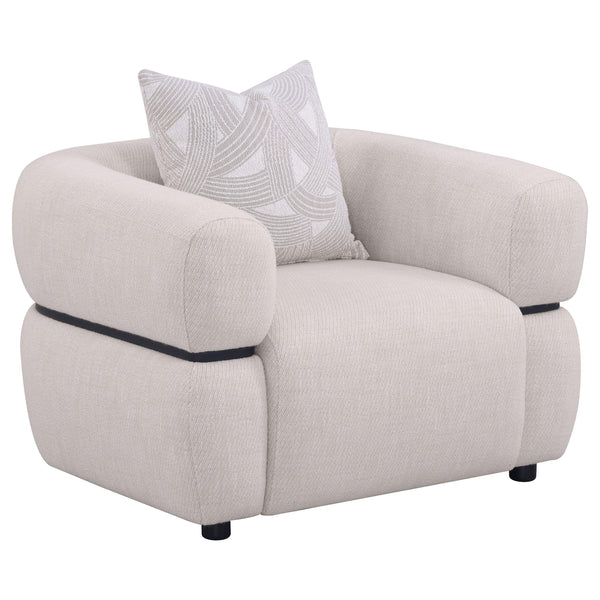Jeanette Beige Fabric Upholstered Round Arm Accent Chair