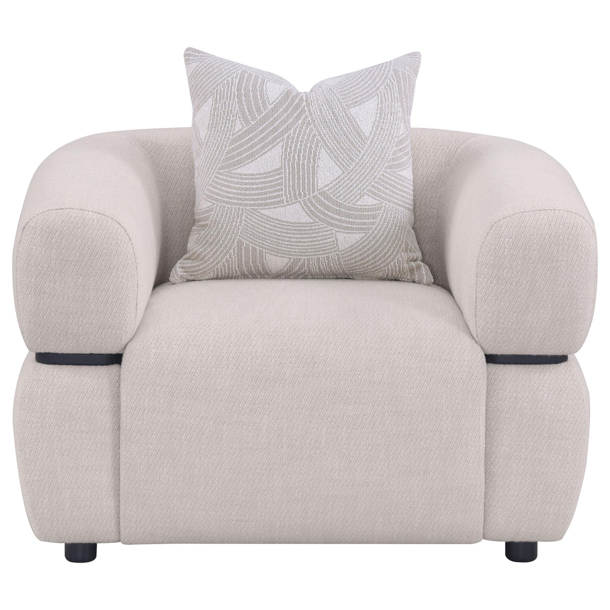 Jeanette Beige Fabric Upholstered Round Arm Accent Chair from Coaster - Luna Furniture