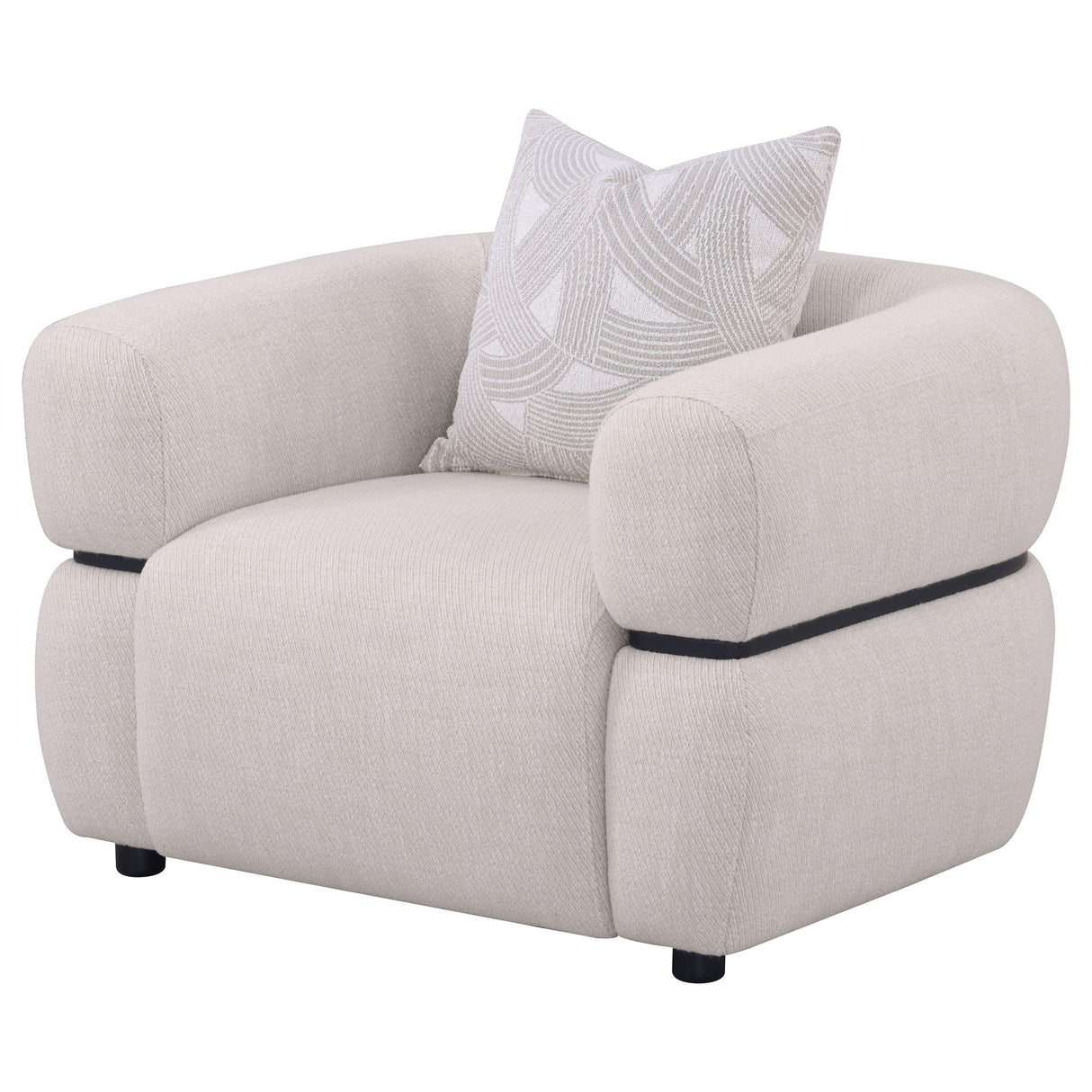 Jeanette Beige Fabric Upholstered Round Arm Accent Chair from Coaster - Luna Furniture
