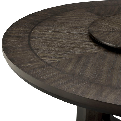 Jeffries Brown Round Dining Table with Lazy Susan from Crown Mark - Luna Furniture