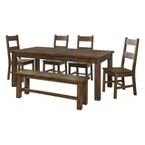 Jerrick Burnished Brown 6-Piece 79" Dining Set with Bench from Homelegance - Luna Furniture