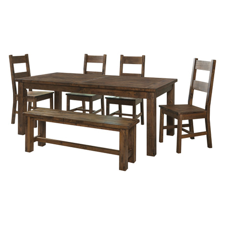 Jerrick Burnished Brown 6-Piece 79" Dining Set with Bench from Homelegance - Luna Furniture