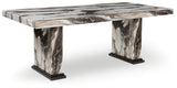 Jeshina Dark Brown/Beige Dining Table from Ashley Furniture - Luna Furniture