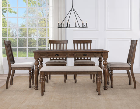 Joanna 6-Piece Dining Set, Brown from Steve Silver - Luna Furniture