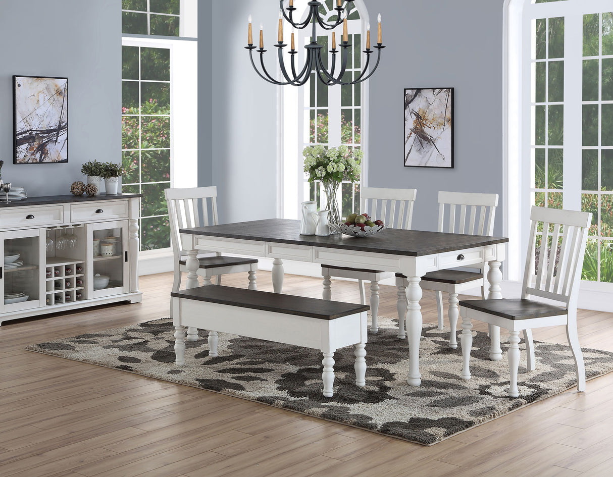 Joanna 6 Piece Dining(Table, Bench & 4 Side Chairs) from Steve Silver - Luna Furniture