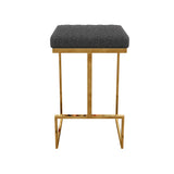 Joel Mid Century Modern Luxury Upholstered Stool 25.5" / Grey Boucle from Ashcroft Furniture - Luna Furniture