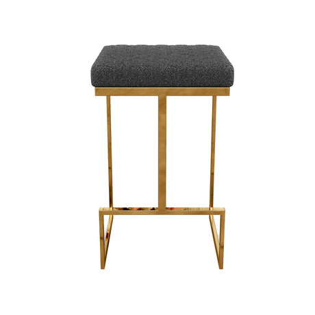 Joel Mid Century Modern Luxury Upholstered Stool 25.5" / Grey Boucle from Ashcroft Furniture - Luna Furniture