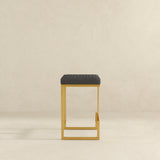 Joel Mid Century Modern Luxury Upholstered Stool 25.5" / Grey Boucle from Ashcroft Furniture - Luna Furniture