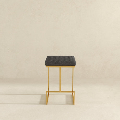Joel Mid Century Modern Luxury Upholstered Stool 25.5" / Grey Boucle from Ashcroft Furniture - Luna Furniture