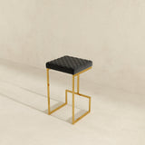Joel Mid Century Modern Luxury Upholstered Stool 29.5" / Black Velvet from Ashcroft Furniture - Luna Furniture