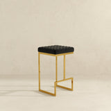 Joel Mid Century Modern Luxury Upholstered Stool 29.5" / Black Velvet from Ashcroft Furniture - Luna Furniture