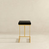 Joel Mid Century Modern Luxury Upholstered Stool 29.5" / Black Velvet from Ashcroft Furniture - Luna Furniture