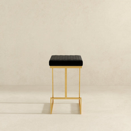 Joel Mid Century Modern Luxury Upholstered Stool 29.5" / Black Velvet from Ashcroft Furniture - Luna Furniture