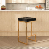 Joel Mid Century Modern Luxury Upholstered Stool 29.5" / Black Velvet from Ashcroft Furniture - Luna Furniture