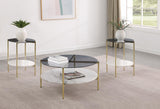 Jonelle Gold 3-Piece Round Coffee and End Table Set from Coaster - Luna Furniture
