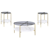 Jonelle Gold 3-Piece Round Coffee and End Table Set from Coaster - Luna Furniture