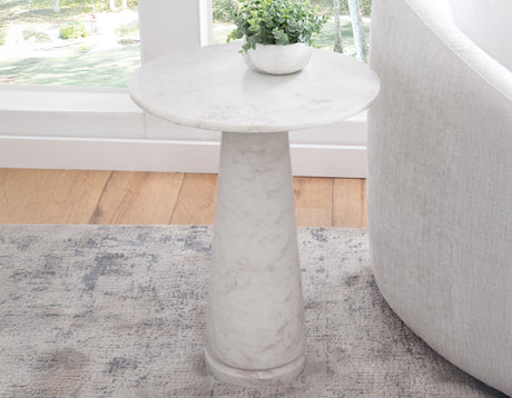 Joni 18″ Round Talita White Marble Accent End Table from Steve Silver - Luna Furniture