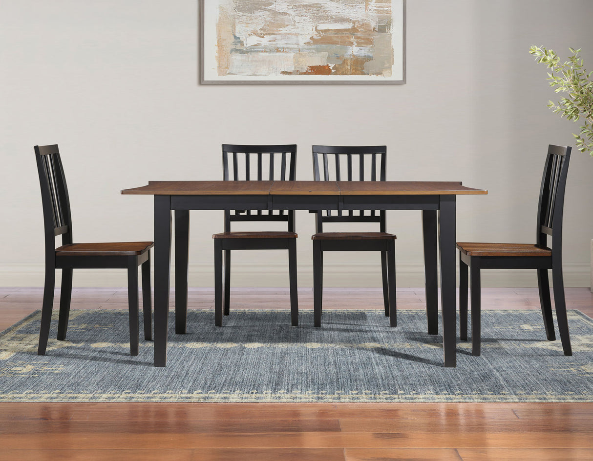 Joplin Walnut/Ebony Dining Table with 12″ Leaf from Steve Silver - Luna Furniture