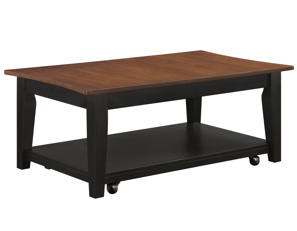 Joplin Walnut/Ebony Lift-Top Cocktail Table with Casters from Steve Silver - Luna Furniture