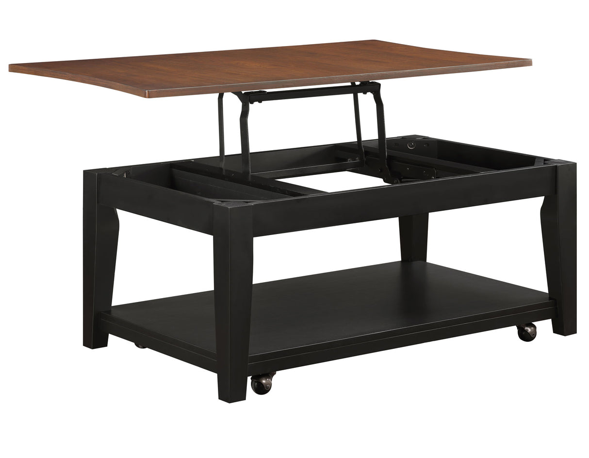 Joplin Walnut/Ebony Lift-Top Cocktail Table with Casters from Steve Silver - Luna Furniture