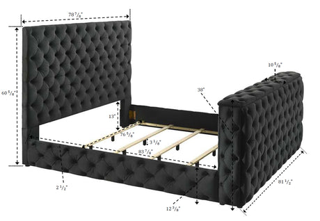 Josephine Black King Upholstered Panel Bed with TV Lift from Crown Mark - Luna Furniture