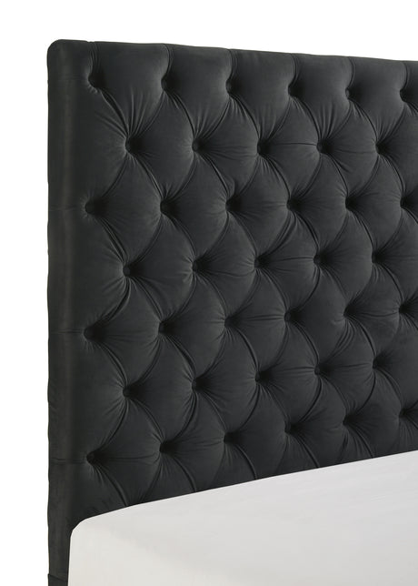 Josephine Black Queen Upholstered Panel Bed with TV Lift from Crown Mark - Luna Furniture