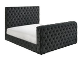 Josephine Black Queen Upholstered Panel Bed with TV Lift from Crown Mark - Luna Furniture