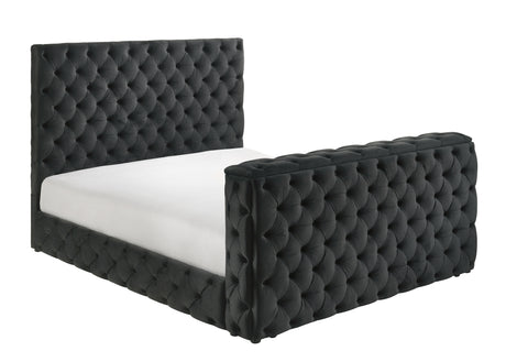 Josephine Black King Upholstered Panel Bed with TV Lift from Crown Mark - Luna Furniture