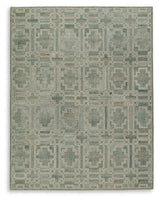 Jossland Green/Ivory Large Rug from Ashley - Luna Furniture