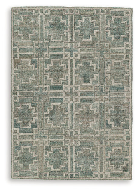 Jossland Turquoise/Ivory Medium Rug from Ashley - Luna Furniture