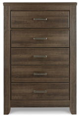 Juararo California King Panel Bed with Mirrored Dresser and Chest in Dark Brown from Ashley Furniture - Luna Furniture