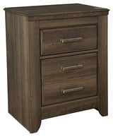 Juararo California King Poster Bed with Mirrored Dresser, Chest and 2 Nightstands in Dark Brown from Ashley - Luna Furniture