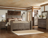Juararo California King Poster Bed with Mirrored Dresser and 2 Nightstands in Dark Brown from Ashley Furniture - Luna Furniture