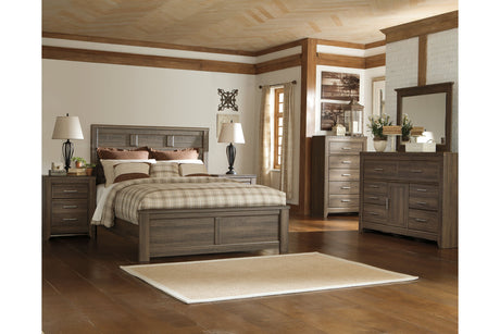 Juararo Dark Brown California King Panel Bed from Ashley - Luna Furniture