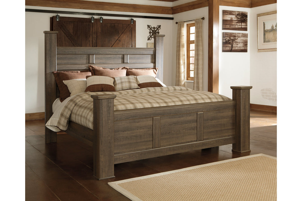 Juararo Dark Brown California King Poster Bed from Ashley - Luna Furniture