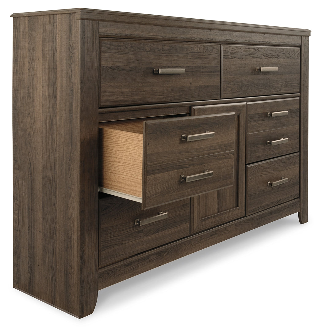 Juararo Dark Brown King Panel Bed, Dresser, Chest and 2 Nightstands from Ashley - Luna Furniture