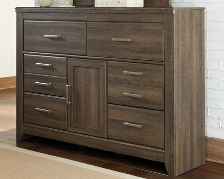 Juararo Dark Brown King Panel Bed, Dresser, Chest and 2 Nightstands from Ashley - Luna Furniture