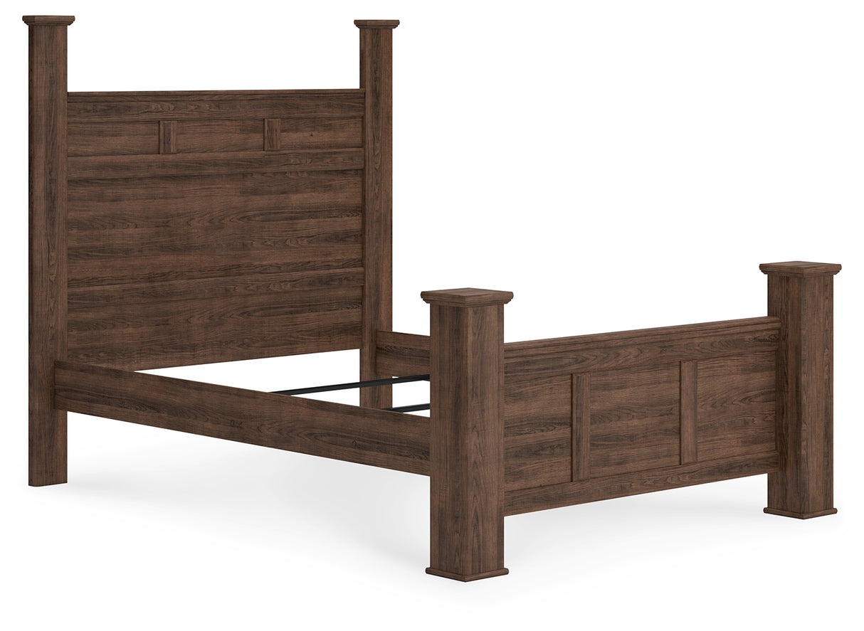Juararo Dark Brown Queen Poster Bed and 2 Chests from Ashley Furniture - Luna Furniture