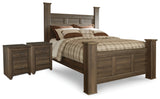 Juararo Dark Brown Queen Poster Bed and 2 Nightstands from Ashley Furniture - Luna Furniture