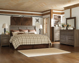 Juararo King/California King Panel Headboard Bed with Mirrored Dresser in Dark Brown from Ashley - Luna Furniture