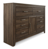 Juararo King Poster Bed with Dresser in Dark Brown from Ashley Furniture - Luna Furniture