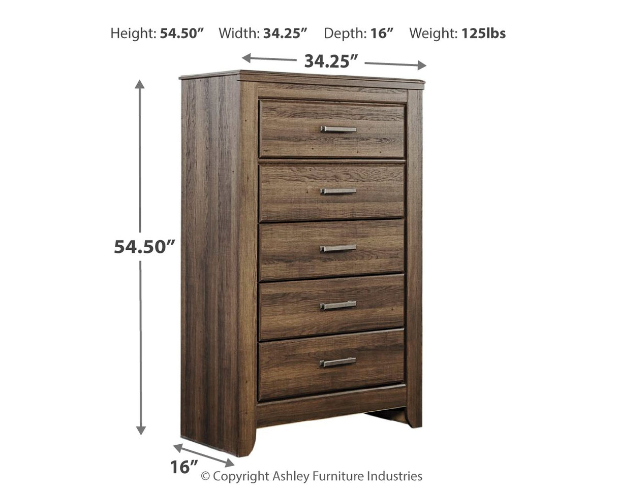 Juararo King Poster Bed with Mirrored Dresser, Chest and 2 Nightstands in Dark Brown from Ashley Furniture - Luna Furniture