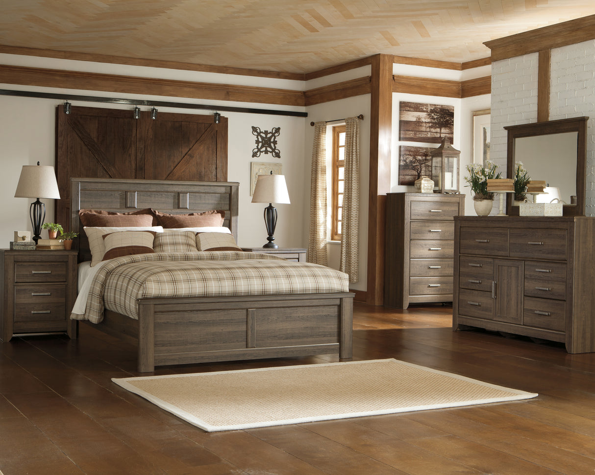 Juararo Queen Panel Bed with Dresser in Dark Brown from Ashley - Luna Furniture