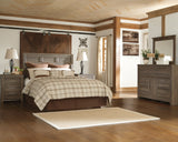 Juararo Queen Panel Headboard Bed with Mirrored Dresser and 2 Nightstands in Dark Brown from Ashley - Luna Furniture