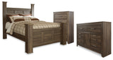 Juararo Queen Poster Bed, Dresser and Chest from Ashley - Luna Furniture