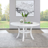 Judd Pearl White Round Dining Table with Shelf from Coaster - Luna Furniture