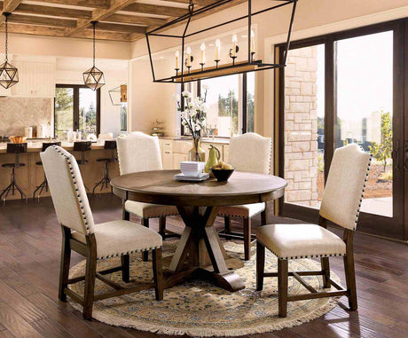 Julia Light Oak/Beige 5-Piece Dining Room Set from Furniture of America - Luna Furniture