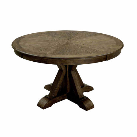 Julia Light Oak/Beige Round Dining Table from Furniture of America - Luna Furniture