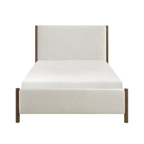 Julian Beige/Caramel Oak Eastern King Upholstered Platform Bed from Homelegance - Luna Furniture