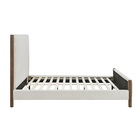 Julian Beige/Caramel Oak Eastern King Upholstered Platform Bed from Homelegance - Luna Furniture